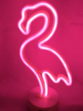 LED Neon Flamingo Décor Light Table Lamp Solid Hot Pink 12 5/8 Battery